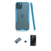 MARSİLYAN™- iPhone 12 Pro Max Kılıf Atlas Asil Serisi - Siyah 3D Antistatik Hayalet Cam Ekran Koruyucu + Shine Kamera Lens Koruma Cam - SH