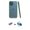 MARSİLYAN™- iPhone 12 Pro Max Kılıf Atlas Asil Serisi - Siyah 3D Antistatik Seramik Nano Ekran Koruyucu + Renkli Kamera Lens Koruma Cam - PE