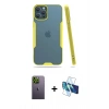 MARSİLYAN™- iPhone 12 Pro Max Kılıf Atlas Asil Serisi - Siyah 3D Antistatik Seramik Nano Ekran Koruyucu + Neon Fosforlu Kamera Lens - YL