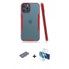 MARSİLYAN™- iPhone 12 Pro Max Kılıf Atlas Asil Serisi - Siyah 3D Antistatik Seramik Nano Ekran Koruyucu + Renkli Kamera Lens Koruma Cam - PE
