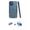 MARSİLYAN™- iPhone 12 Pro Max Kılıf Atlas Asil Serisi - Siyah 3D Antistatik Seramik Nano Ekran Koruyucu + Renkli Kamera Lens Koruma Cam - YL