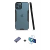 MARSİLYAN™- iPhone 12 Pro Max Kılıf Atlas Asil Serisi - Siyah 3D Antistatik Seramik Nano Ekran Koruyucu + Metal Kamera Lens Koruma Cam - GD