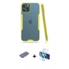 MARSİLYAN™- iPhone 12 Pro Max Kılıf Atlas Asil Serisi - Siyah 3D Antistatik Seramik Nano Ekran Koruyucu + Renkli Kamera Lens Koruma Cam - PE