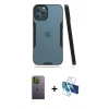 MARSİLYAN™- iPhone 12 Pro Max Kılıf Atlas Asil Serisi - Siyah 3D Antistatik Seramik Nano Ekran Koruyucu + Neon Fosforlu Kamera Lens - YL