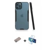 MARSİLYAN™- iPhone 12 Pro Max Kılıf Atlas Asil Serisi - Siyah 3D Antistatik Seramik Nano Ekran Koruyucu + Shine Kamera Lens Koruma Cam - SABE