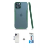 MARSİLYAN™- iPhone 12 Pro Max Kılıf Atlas Asil Serisi - Siyah 5D Eko Cam Ekran Koruyucu + Shine Kamera Lens - LT