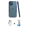 MARSİLYAN™- iPhone 12 Pro Max Kılıf Atlas Asil Serisi - Siyah 5D Eko Cam Ekran Koruyucu + Shine Kamera Lens - LT