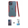 MARSİLYAN™- iPhone 12 Pro Max Kılıf Atlas Asil Serisi - Siyah 5D Eko Cam Ekran Koruyucu + Neon Fosforlu Kamera Lens - MI