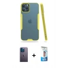 MARSİLYAN™- iPhone 12 Pro Max Kılıf Atlas Asil Serisi - Siyah 5D Eko Cam Ekran Koruyucu + Neon Fosforlu Kamera Lens - MI