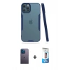 MARSİLYAN™- iPhone 12 Pro Max Kılıf Atlas Asil Serisi - Siyah 5D Eko Cam Ekran Koruyucu + Neon Fosforlu Kamera Lens - MI