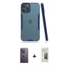 MARSİLYAN™- iPhone 12 Pro Max Kılıf Atlas Asil Serisi - Siyah 6D Mat Seramik Hayalet Nano Ekran Koruyucu + Neon Fosforlu Kamera Lens - BZ