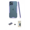 MARSİLYAN™- iPhone 12 Pro Max Kılıf Atlas Asil Serisi - Siyah 6D Mat Seramik Hayalet Nano Ekran Koruyucu + Renkli Kamera Lens Koruma Cam - TU