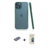 MARSİLYAN™- iPhone 12 Pro Max Kılıf Atlas Asil Serisi - Siyah 6D Mat Seramik Hayalet Nano Ekran Koruyucu + Renkli Kamera Lens Koruma Cam - PE