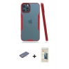 MARSİLYAN™- iPhone 12 Pro Max Kılıf Atlas Asil Serisi - Siyah 6D Mat Seramik Hayalet Nano Ekran Koruyucu + Renkli Kamera Lens Koruma Cam - PE