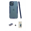 MARSİLYAN™- iPhone 12 Pro Max Kılıf Atlas Asil Serisi - Siyah 6D Mat Seramik Hayalet Nano Ekran Koruyucu + Renkli Kamera Lens Koruma Cam - TU