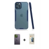 MARSİLYAN™- iPhone 12 Pro Max Kılıf Atlas Asil Serisi - Siyah 6D Mat Seramik Hayalet Nano Ekran Koruyucu + Neon Fosforlu Kamera Lens - YL