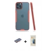 MARSİLYAN™- iPhone 12 Pro Max Kılıf Atlas Asil Serisi - Siyah 6D Mat Seramik Hayalet Nano Ekran Koruyucu + Renkli Kamera Lens Koruma Cam - TU