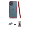 MARSİLYAN™- iPhone 12 Pro Max Kılıf Atlas Asil Serisi - Siyah Bilvis Hayalet Cam Ekran Koruyucu + Renkli Kamera Lens Koruma Cam - MI
