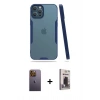 MARSİLYAN™- iPhone 12 Pro Max Kılıf Atlas Asil Serisi - Siyah Bilvis Hayalet Cam Ekran Koruyucu + Neon Fosforlu Kamera Lens - SI