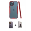 MARSİLYAN™- iPhone 12 Pro Max Kılıf Atlas Asil Serisi - Siyah Bilvis Hayalet Cam Ekran Koruyucu + Neon Fosforlu Kamera Lens - SI