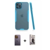 MARSİLYAN™- iPhone 12 Pro Max Kılıf Atlas Asil Serisi - Siyah Bilvis Hayalet Cam Ekran Koruyucu + Neon Fosforlu Kamera Lens - SI