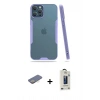 MARSİLYAN™- iPhone 12 Pro Max Kılıf Atlas Asil Serisi - Siyah Bilvis Hayalet Cam Ekran Koruyucu + Renkli Kamera Lens Koruma Cam - SI