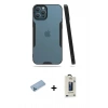 MARSİLYAN™- iPhone 12 Pro Max Kılıf Atlas Asil Serisi - Siyah Bilvis Hayalet Cam Ekran Koruyucu + Shine Kamera Lens Koruma Cam - MI