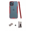 MARSİLYAN™- iPhone 12 Pro Max Kılıf Atlas Asil Serisi - Siyah Bilvis Hayalet Cam Ekran Koruyucu + Shine Kamera Lens Koruma Cam - SABE
