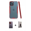 MARSİLYAN™- iPhone 12 Pro Max Kılıf Atlas Asil Serisi - Siyah Bilvis Hayalet Cam Ekran Koruyucu + Neon Fosforlu Kamera Lens - TU