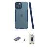 MARSİLYAN™- iPhone 12 Pro Max Kılıf Atlas Asil Serisi - Siyah Bilvis Hayalet Cam Ekran Koruyucu + Renkli Kamera Lens Koruma Cam - TU