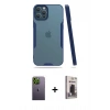 MARSİLYAN™- iPhone 12 Pro Max Kılıf Atlas Asil Serisi - Siyah Bilvis Hayalet Cam Ekran Koruyucu + Neon Fosforlu Kamera Lens - YL