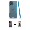 MARSİLYAN™- iPhone 12 Pro Max Kılıf Atlas Asil Serisi - Siyah Bilvis Hayalet Cam Ekran Koruyucu + Neon Fosforlu Kamera Lens - YL