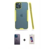 MARSİLYAN™- iPhone 12 Pro Max Kılıf Atlas Asil Serisi - Siyah Joko 5D Cam + Neon Fosforlu Kamera Lens - MI