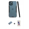 MARSİLYAN™- iPhone 12 Pro Max Kılıf Atlas Asil Serisi - Siyah Joko 5D Cam + Shine Kamera Lens Koruma Cam - PE