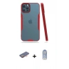 MARSİLYAN™- iPhone 12 Pro Max Kılıf Atlas Asil Serisi - Siyah Joko Magic 5D Cam + Turuncu Renkli Kamera Lens Koruma Cam