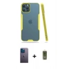 MARSİLYAN™- iPhone 12 Pro Max Kılıf Atlas Asil Serisi - Siyah Joko Magic 5D Hayalet Cam + Neon Fosforlu Kamera Lens - MI