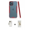 MARSİLYAN™- iPhone 12 Pro Max Kılıf Atlas Asil Serisi - Siyah Mat Seramik Nano Ekran Koruyucu + Shine Kamera Lens - GD