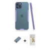 MARSİLYAN™- iPhone 12 Pro Max Kılıf Atlas Asil Serisi - Siyah Mat Seramik Nano Ekran Koruyucu + Gümüş Metal Kamera Lens Koruma Cam