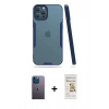 MARSİLYAN™- iPhone 12 Pro Max Kılıf Atlas Asil Serisi - Siyah Mat Seramik Nano Ekran Koruyucu + Neon Fosforlu Kamera Lens - MI