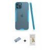 MARSİLYAN™- iPhone 12 Pro Max Kılıf Atlas Asil Serisi - Siyah Mat Seramik Nano Ekran Koruyucu + Mavi Shine Kamera Lens Koruma Cam