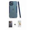 MARSİLYAN™- iPhone 12 Pro Max Kılıf Atlas Asil Serisi - Siyah Mat Seramik Nano Ekran Koruyucu + Neon Fosforlu Kamera Lens - SI