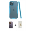 MARSİLYAN™- iPhone 12 Pro Max Kılıf Atlas Asil Serisi - Siyah Mat Seramik Nano Ekran Koruyucu + Neon Fosforlu Kamera Lens - SI