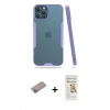 MARSİLYAN™- iPhone 12 Pro Max Kılıf Atlas Asil Serisi - Siyah Mat Seramik Nano Ekran Koruyucu + Sierra Blue Shine Kamera Lens Koruma Cam