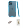 MARSİLYAN™- iPhone 12 Pro Max Kılıf Atlas Asil Serisi - Siyah Mat Seramik Nano Ekran Koruyucu + Sierra Blue Shine Kamera Lens Koruma Cam