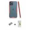 MARSİLYAN™- iPhone 12 Pro Max Kılıf Atlas Asil Serisi - Siyah Mat Seramik Nano Ekran Koruyucu + Sierra Blue Shine Kamera Lens Koruma Cam