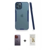MARSİLYAN™- iPhone 12 Pro Max Kılıf Atlas Asil Serisi - Siyah Mat Seramik Nano Ekran Koruyucu + Neon Fosforlu Kamera Lens - TU