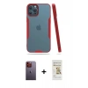 MARSİLYAN™- iPhone 12 Pro Max Kılıf Atlas Asil Serisi - Siyah Mat Seramik Nano Ekran Koruyucu + Neon Fosforlu Kamera Lens - TU
