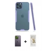 MARSİLYAN™- iPhone 12 Pro Max Kılıf Atlas Asil Serisi - Siyah Mat Seramik Nano Ekran Koruyucu + Neon Fosforlu Kamera Lens - YL