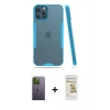 MARSİLYAN™- iPhone 12 Pro Max Kılıf Atlas Asil Serisi - Siyah Mat Seramik Nano Ekran Koruyucu + Neon Fosforlu Kamera Lens - YL