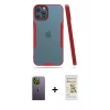 MARSİLYAN™- iPhone 12 Pro Max Kılıf Atlas Asil Serisi - Siyah Mat Seramik Nano Ekran Koruyucu + Neon Fosforlu Kamera Lens - YL